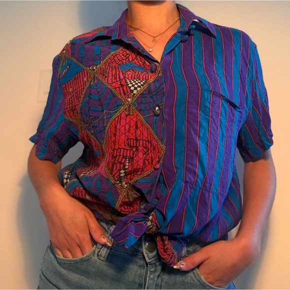 Colorful Patterned Button-Up Shirt - Picture 1 of 4